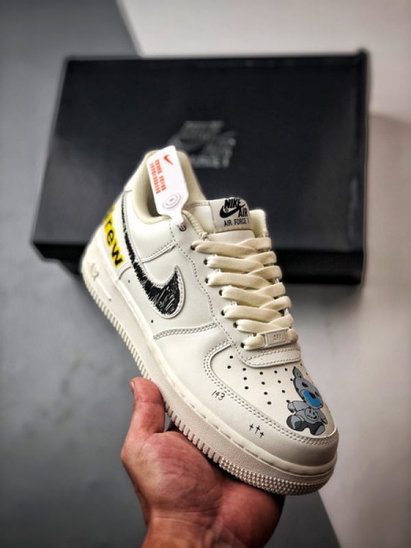 Drew x Air Force 1 Low Mescla Preto e Amarelo Grafite - Vista 1