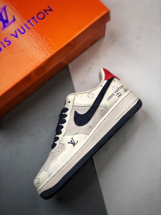 LV x Air Force 1 Low Cinza, Azul e Vermelho - Vista 8