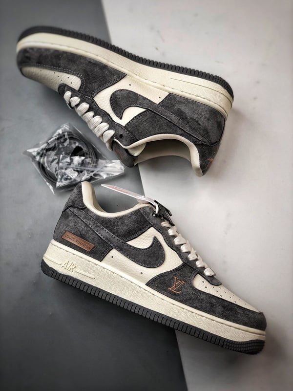 LV x Air Force 1 Low Creme e Cinza Escuro - Vista 6