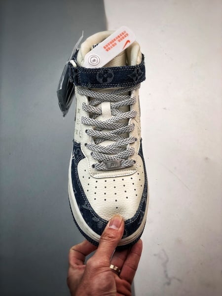 LV x Air Force 1 Mid Branco e Azul Denim - Vista 9