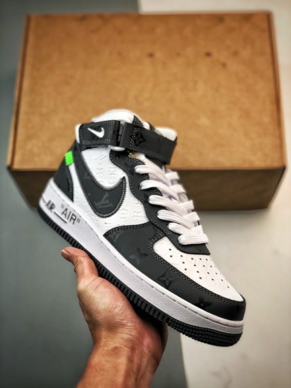 LV x NK Air Force 1 Mid Branco e Preto - Vista 1