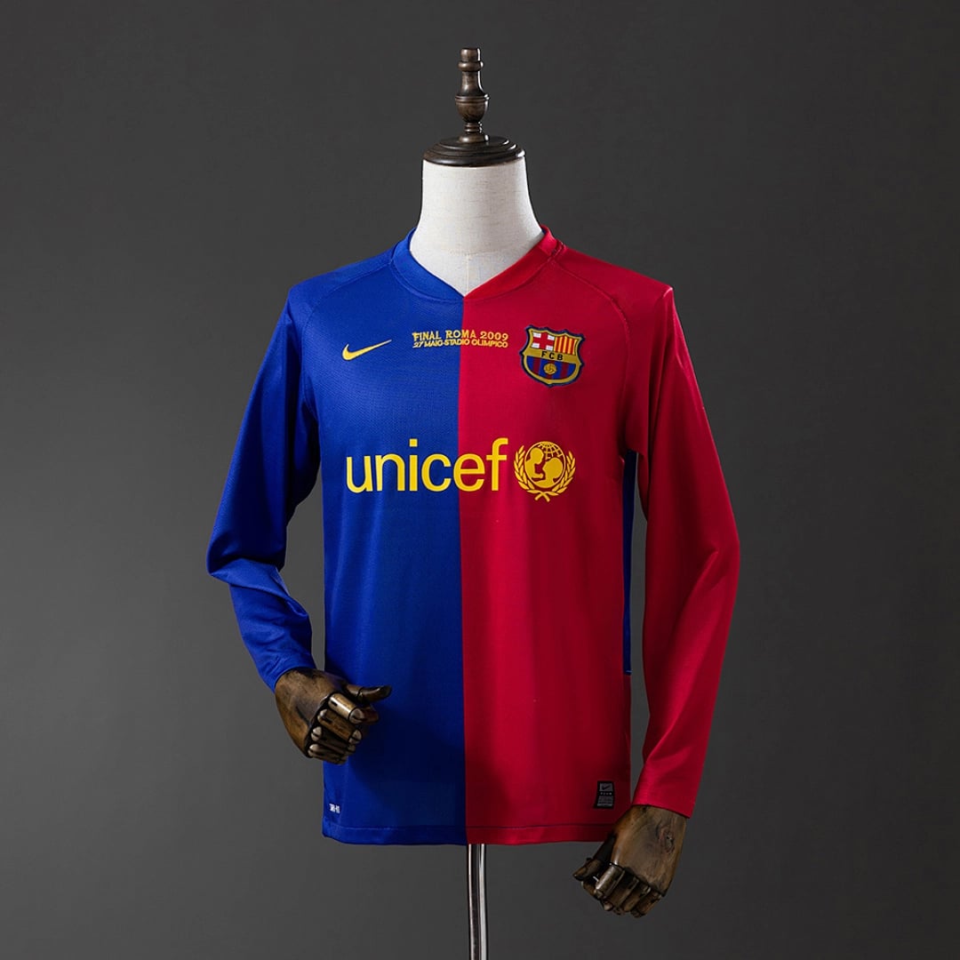 Camisola Principal do FC Barcelona 2008/2009 Champions League (Retro, Manga Longa) - Vista 1