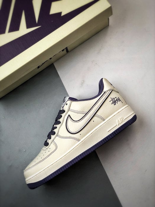 Stussy x Air Force 1 Low Branco e Roxo - Vista 8