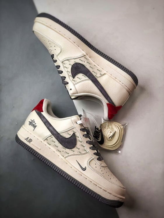 Stussy x Air Force 1 Low Cinza Vermelho - Vista 6