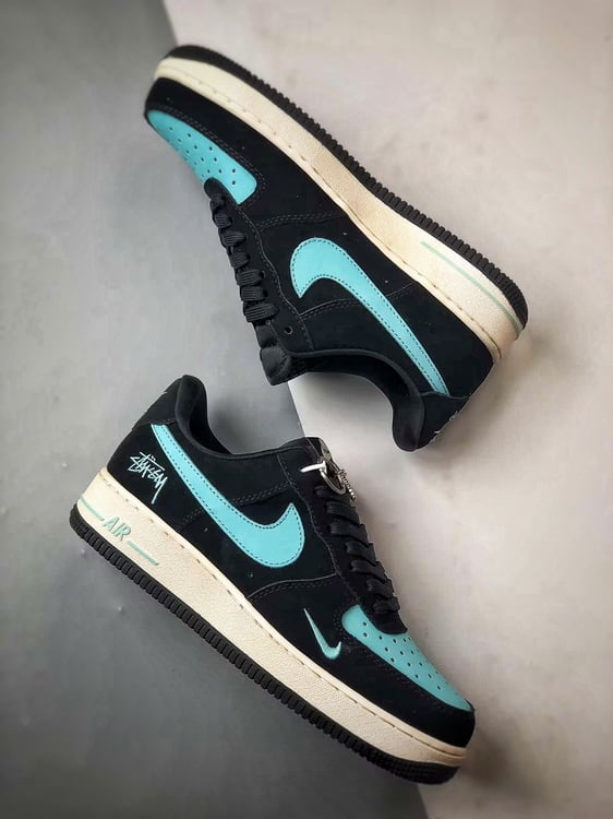 Stussy x Air Force 1 Low Camurça Preto e Azul - Vista 6