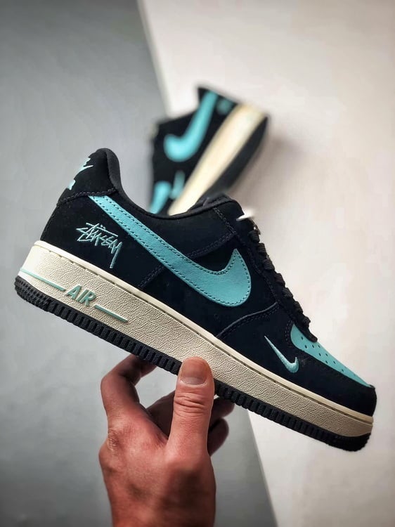 Stussy x Air Force 1 Low Camurça Preto e Azul - Vista 7