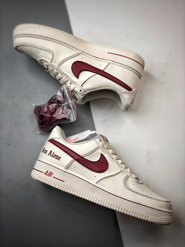 Vlone x Air Force 1 Low Creme e Vinho - Vista 6