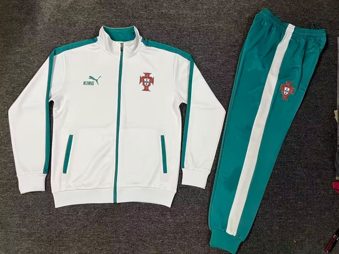 Fato de Treino Seleção Portugal 2026 Branco e Verde Fecho Completo - Vista 1
