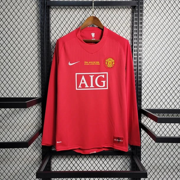 Manchester United Home 2007/08 Manga Comprida - Vista 1