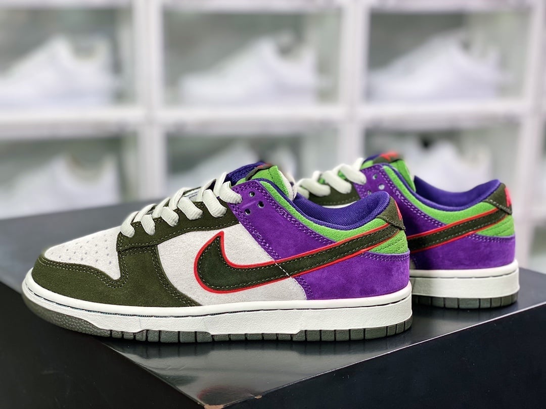 NK Dunk Low Verde Militar Creme Roxo - Vista 3