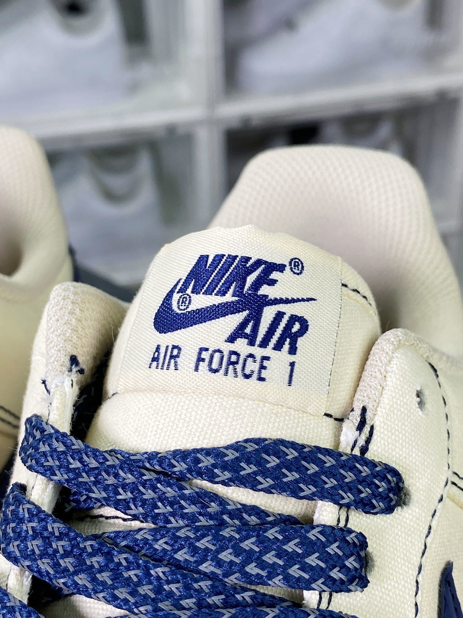 Nike Canvas Creme e Azul Marinho Reflective - Vista 7