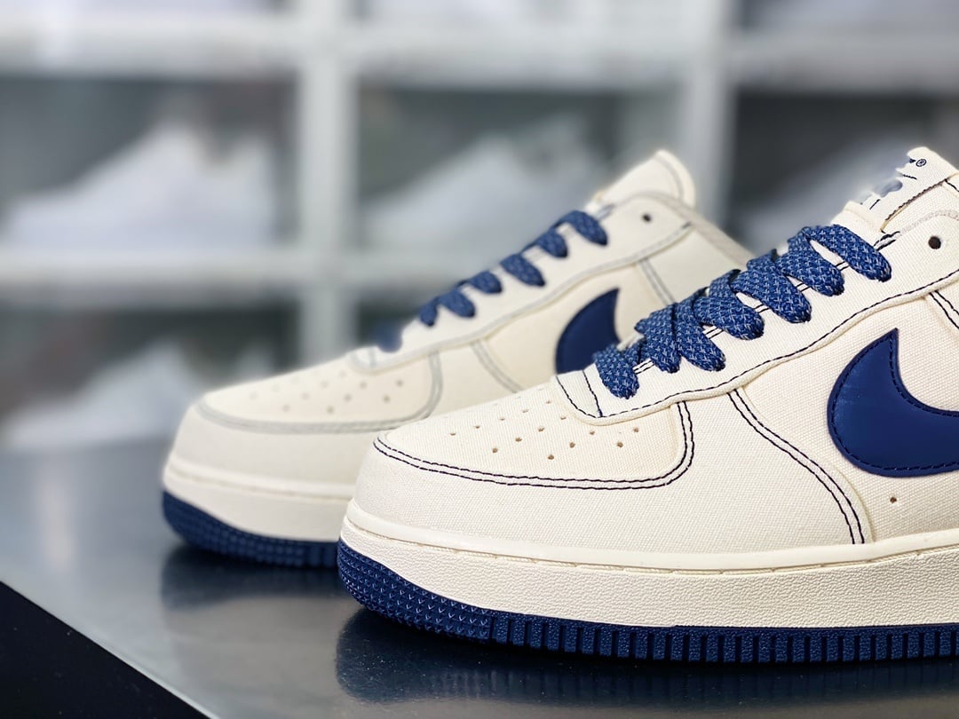 Nike Canvas Creme e Azul Marinho Reflective - Vista 8