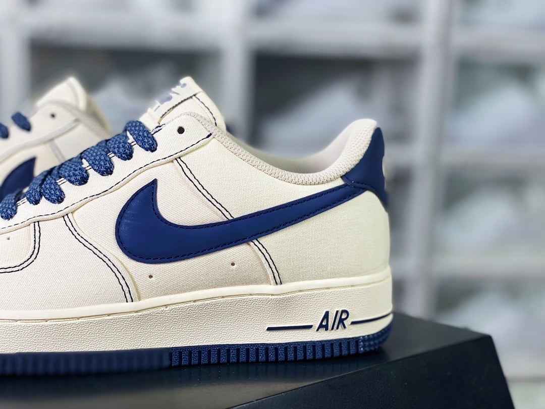 Nike Canvas Creme e Azul Marinho Reflective - Vista 9
