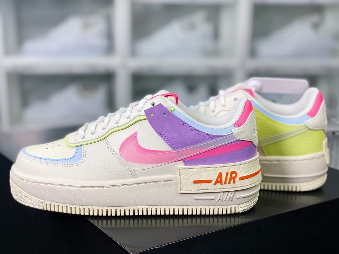 Nike Patchwork Creme, Amarelo, Roxo, Laranja 3M - Vista 3