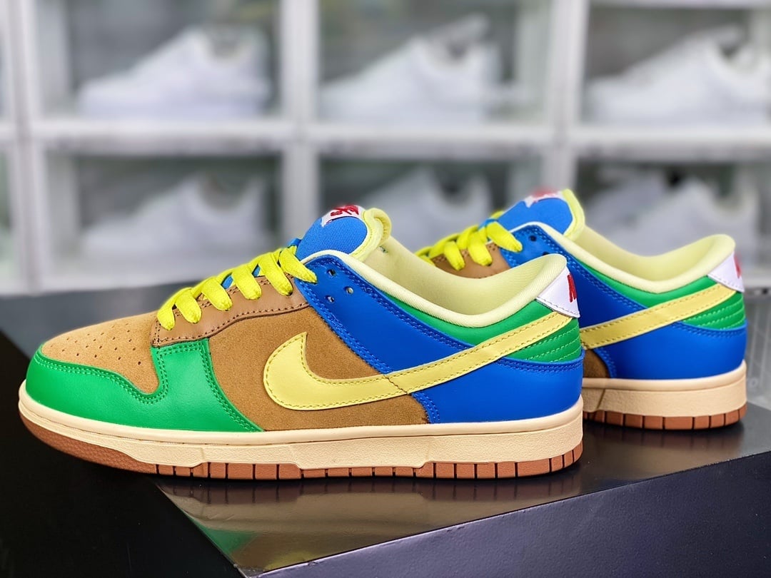 NK Dunk Low Patchwork Marrom, Verde, Amarelo e Azul Brooklyn - Vista 3