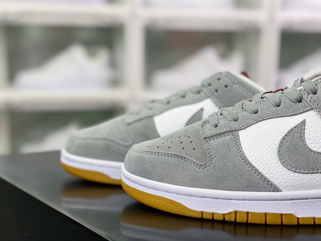 NK Dunk Low Cinza Claro e Branco com Sola de Borracha - Vista 8