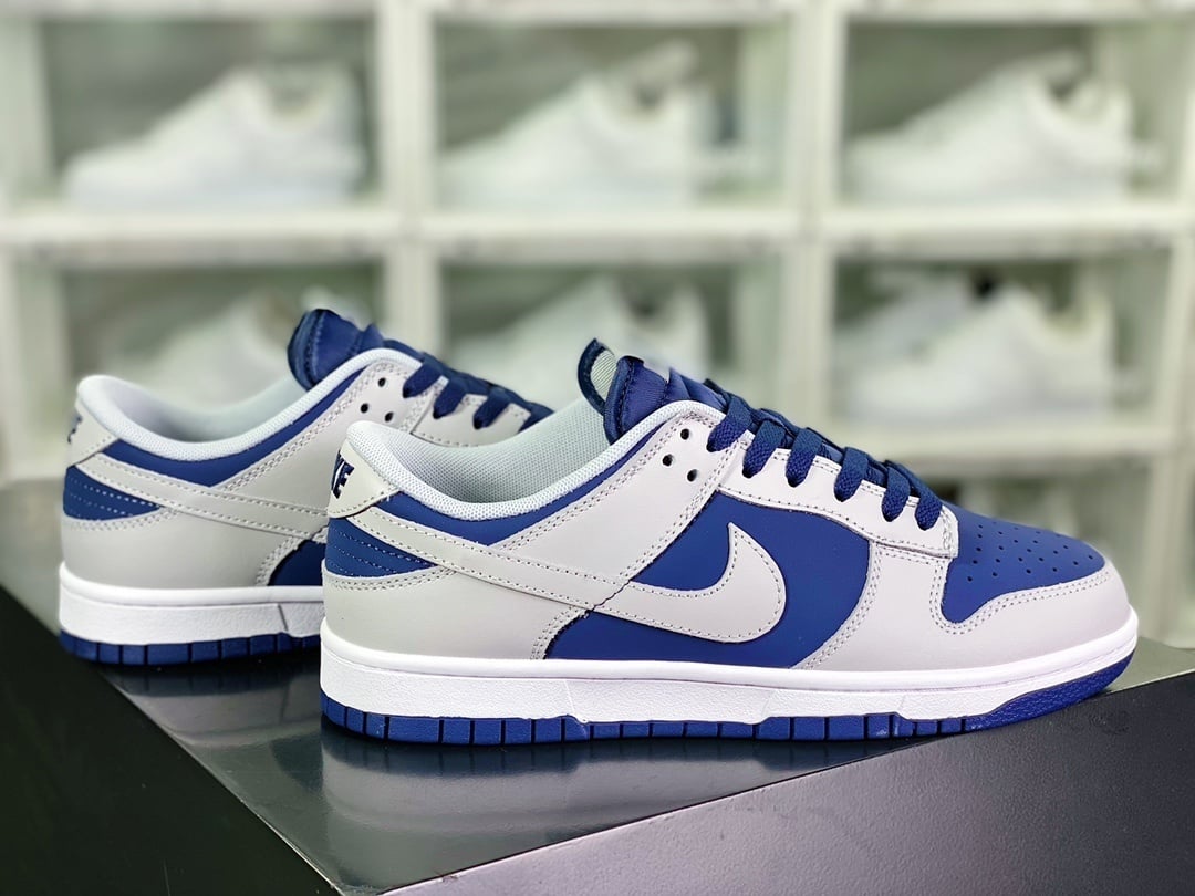 NK Dunk Low Patchwork Cinza Fumaça e Azul Marinho - Vista 2