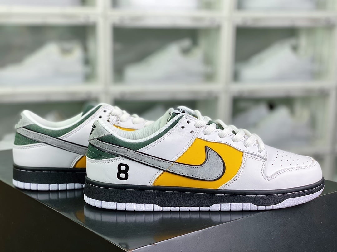 NK Dunk Low Branco Amarelo Verde Cinzento - Vista 2