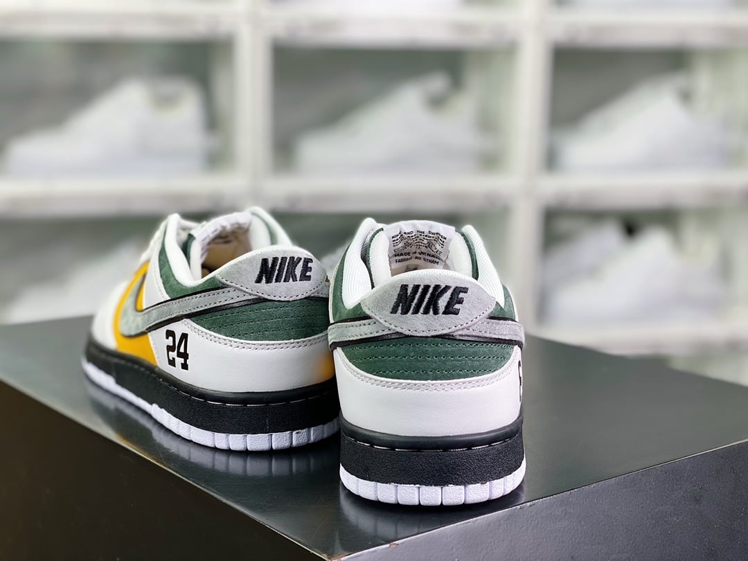 NK Dunk Low Branco Amarelo Verde Cinzento - Vista 4