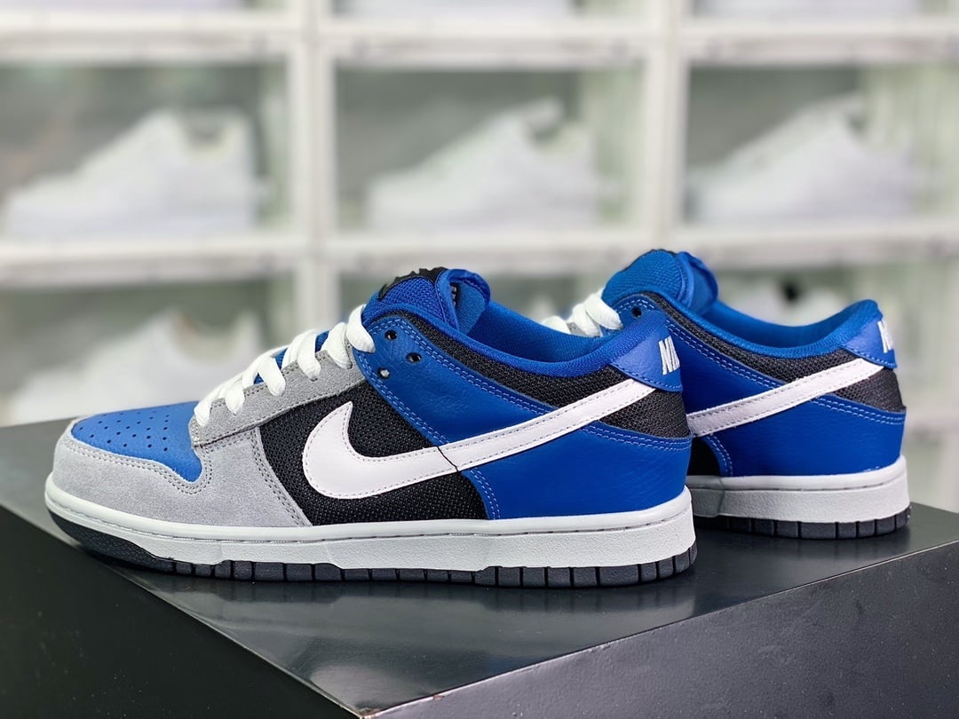 NK Dunk Low Cinza Azul Branco - Vista 3