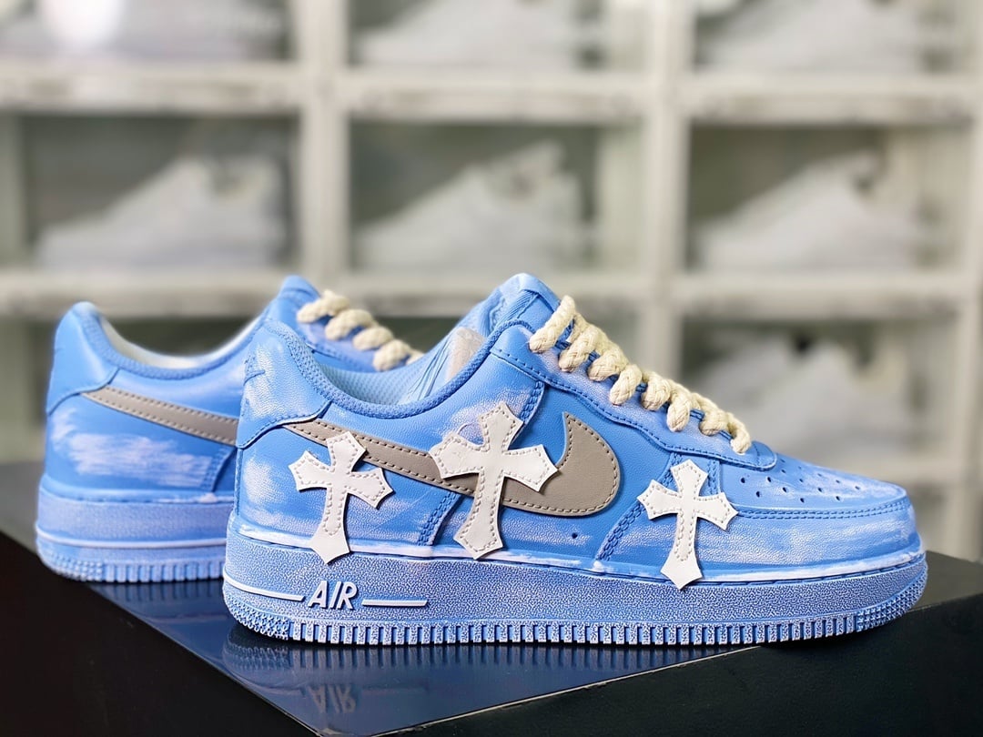 Nike Tie-Dye Azul e Branco Distressed - Vista 3