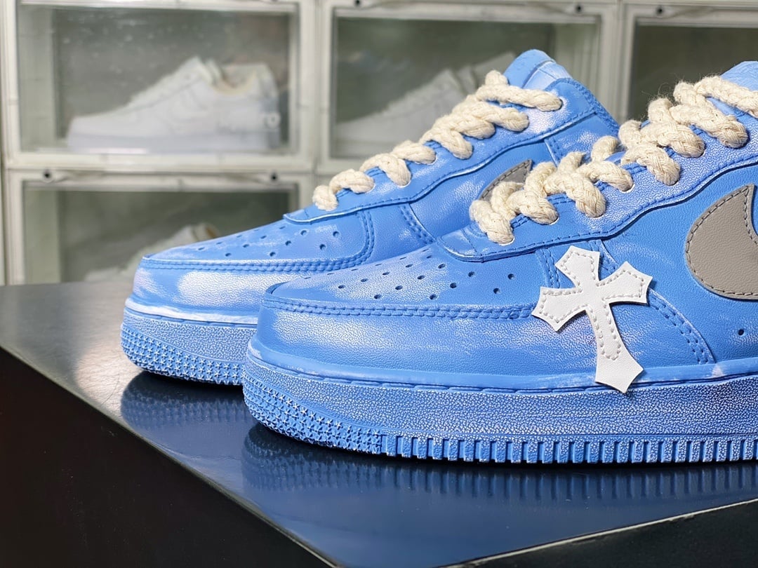 Nike Tie-Dye Azul e Branco Distressed - Vista 8