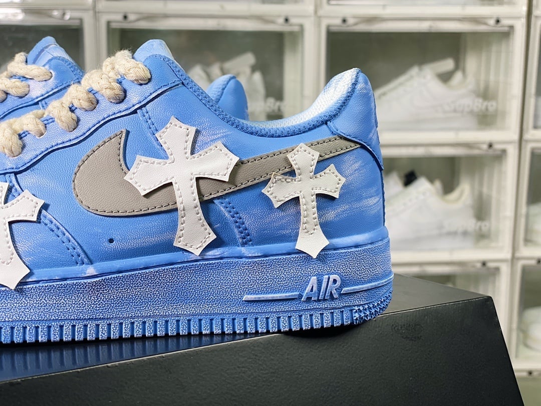 Nike Tie-Dye Azul e Branco Distressed - Vista 9