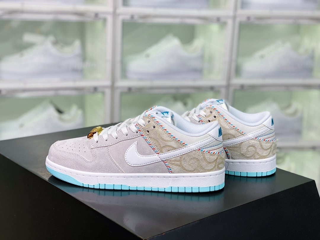NK Dunk Low Cinza, Marrom e Azul Barbershop - Vista 2