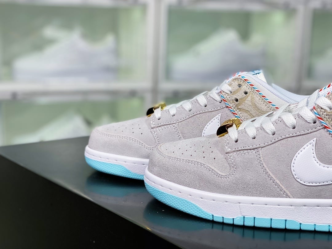 NK Dunk Low Cinza, Marrom e Azul Barbershop - Vista 8