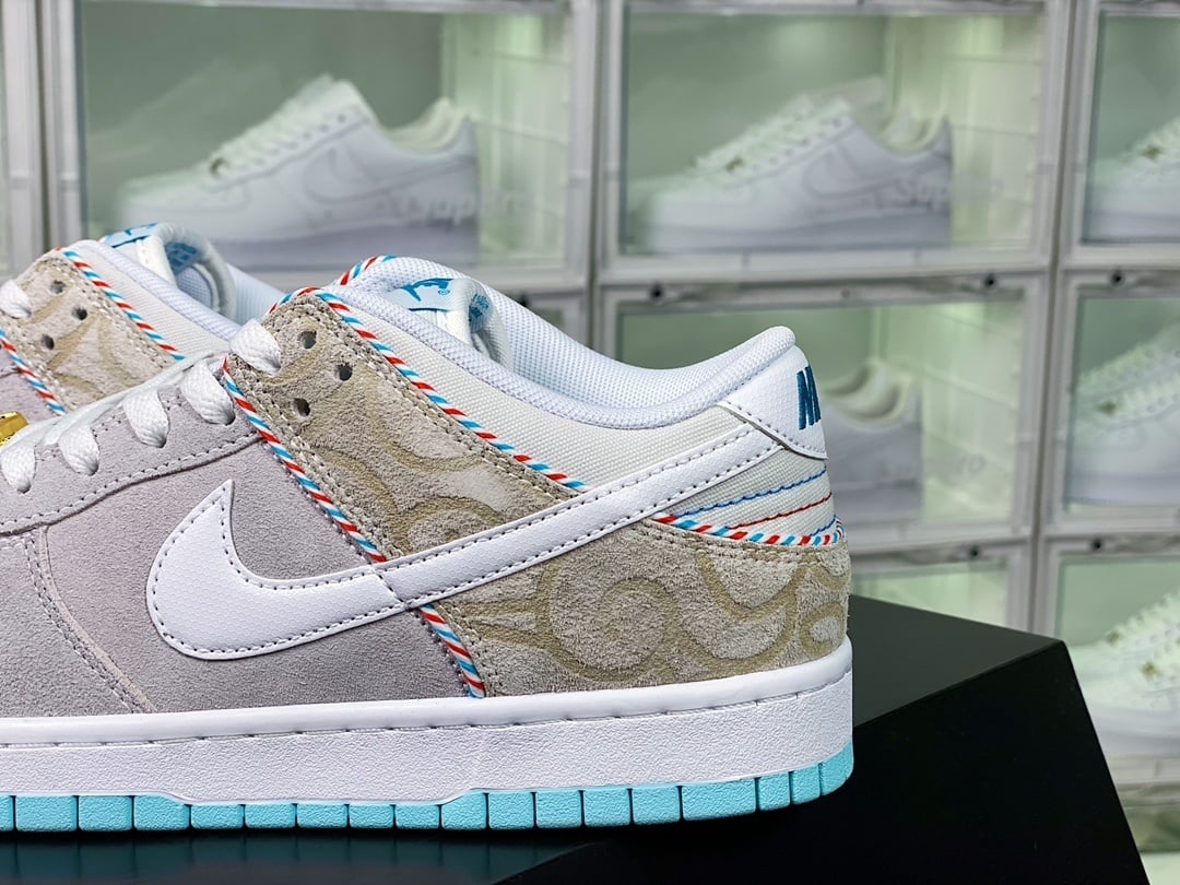 NK Dunk Low Cinza, Marrom e Azul Barbershop - Vista 9
