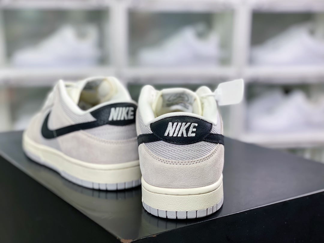 NK Dunk Low Cinzento Branco Lona - Vista 4
