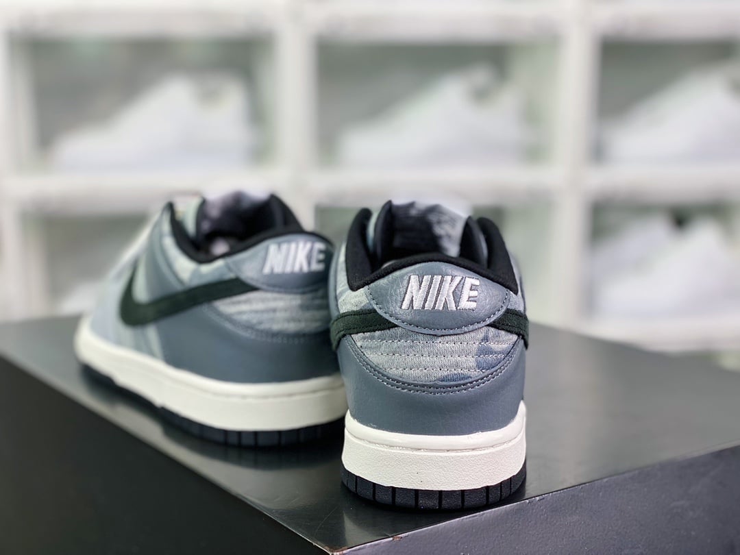 NK Dunk Low Cinza Branco Preto Padrão - Vista 4