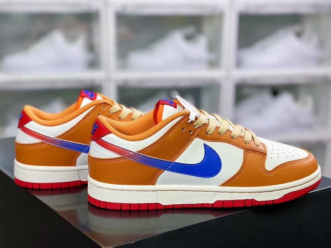 NK Dunk Low Branco Laranja Azul - Vista 2
