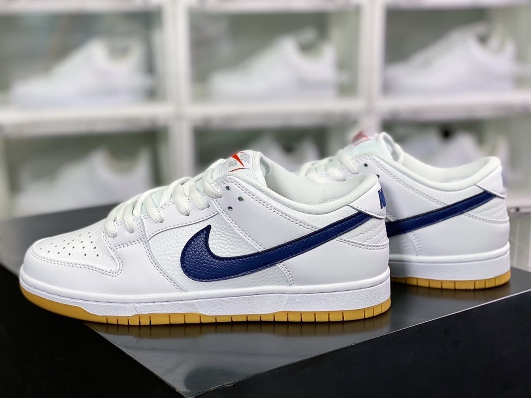 NK Dunk Low Branco Marinho Laranja 2.0 - Vista 3