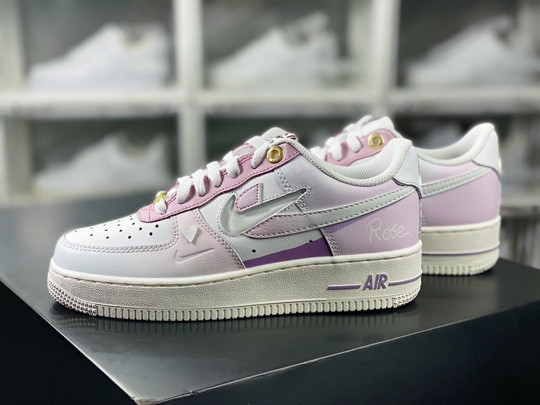 Nike Leather Branco Gradiente Roxo - Vista 2