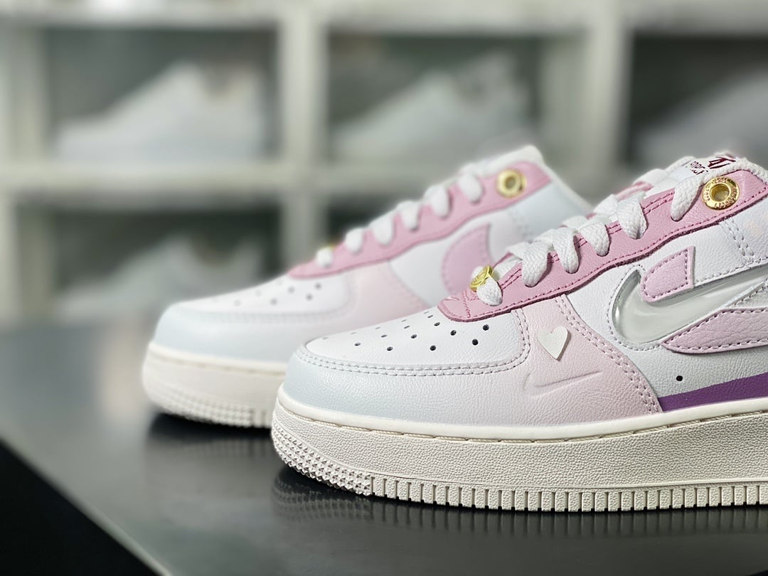 Nike Leather Branco Gradiente Roxo - Vista 8
