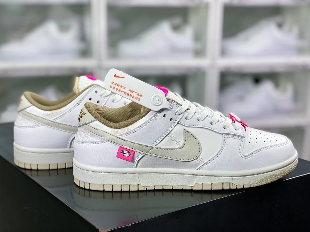 NK Dunk Low Branco Cinzento Rosa - Vista 2