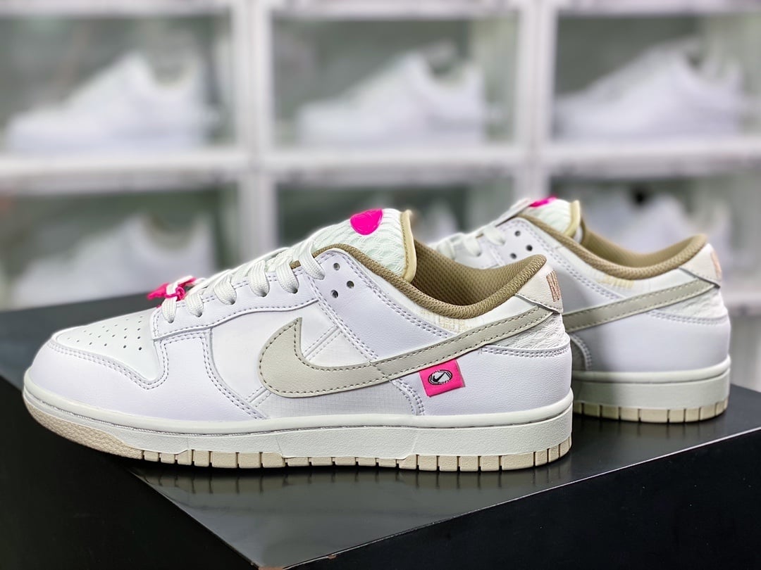 NK Dunk Low Branco Cinzento Rosa - Vista 3