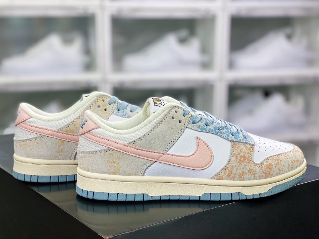 NK Dunk Low Cinzento Branco Azul Salpicado - Vista 2