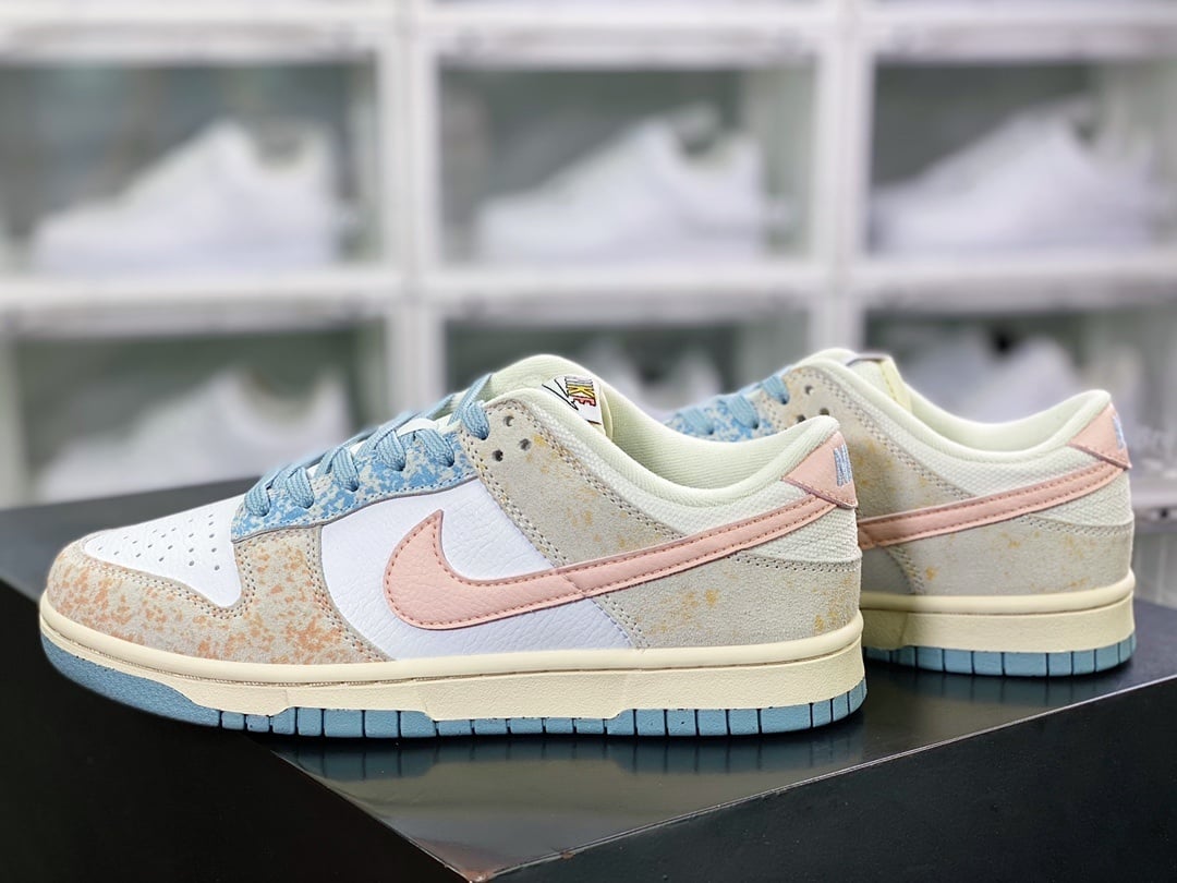 NK Dunk Low Cinzento Branco Azul Salpicado - Vista 3
