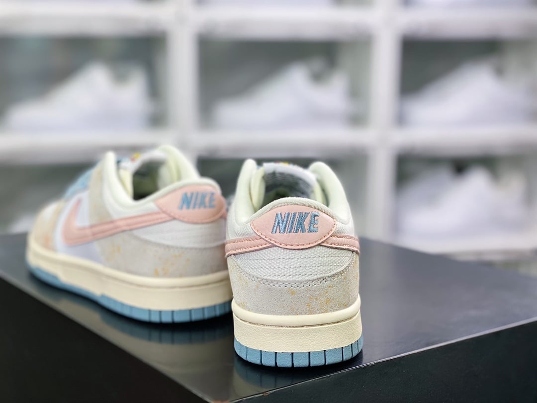 NK Dunk Low Cinzento Branco Azul Salpicado - Vista 4