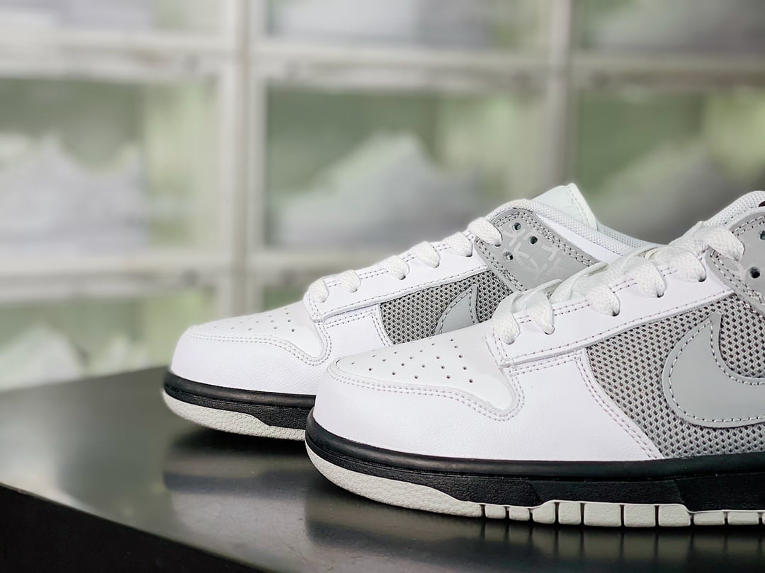 NK Dunk Low Branco, Cinza e Preto - Vista 8
