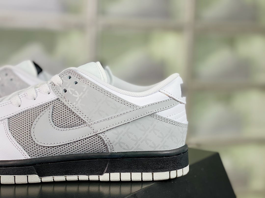 NK Dunk Low Branco, Cinza e Preto - Vista 9