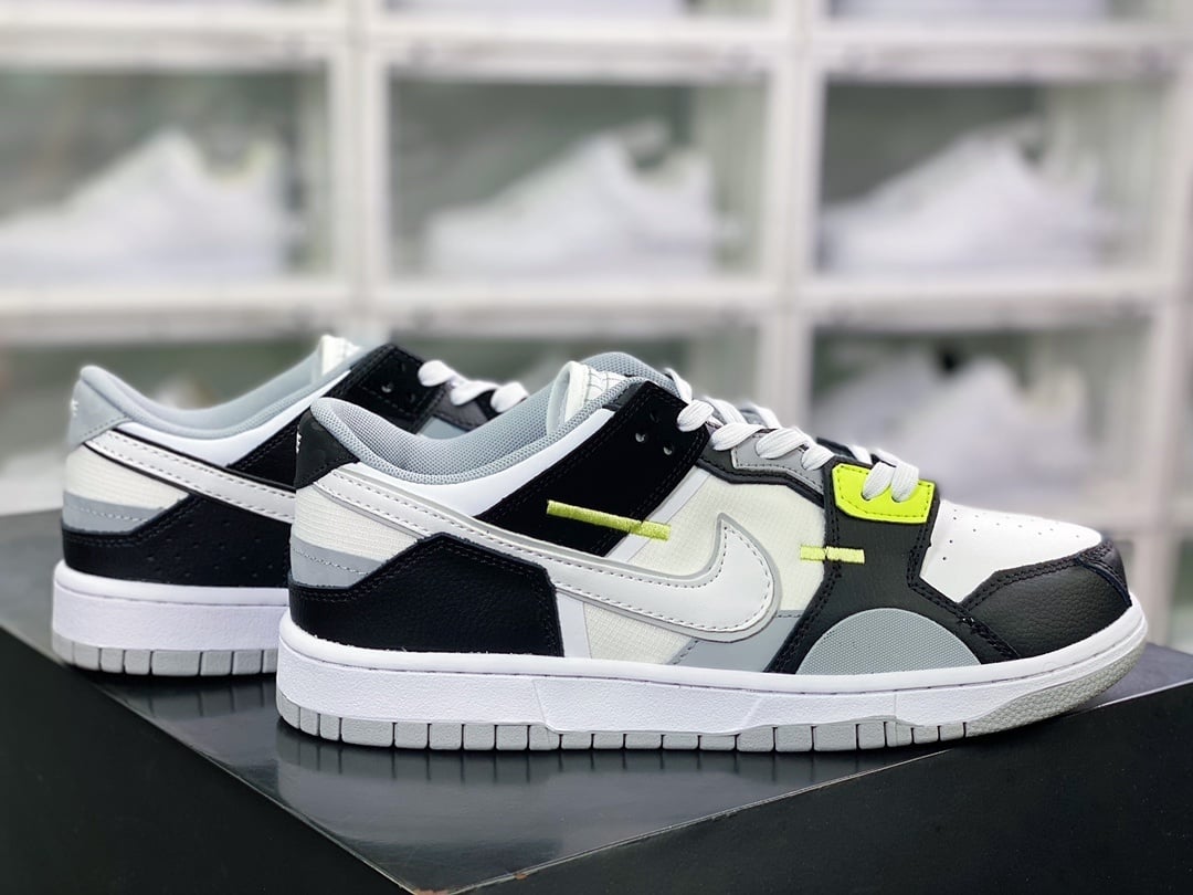 NK Dunk Low Cinzento Preto Amarelo Limão - Vista 2