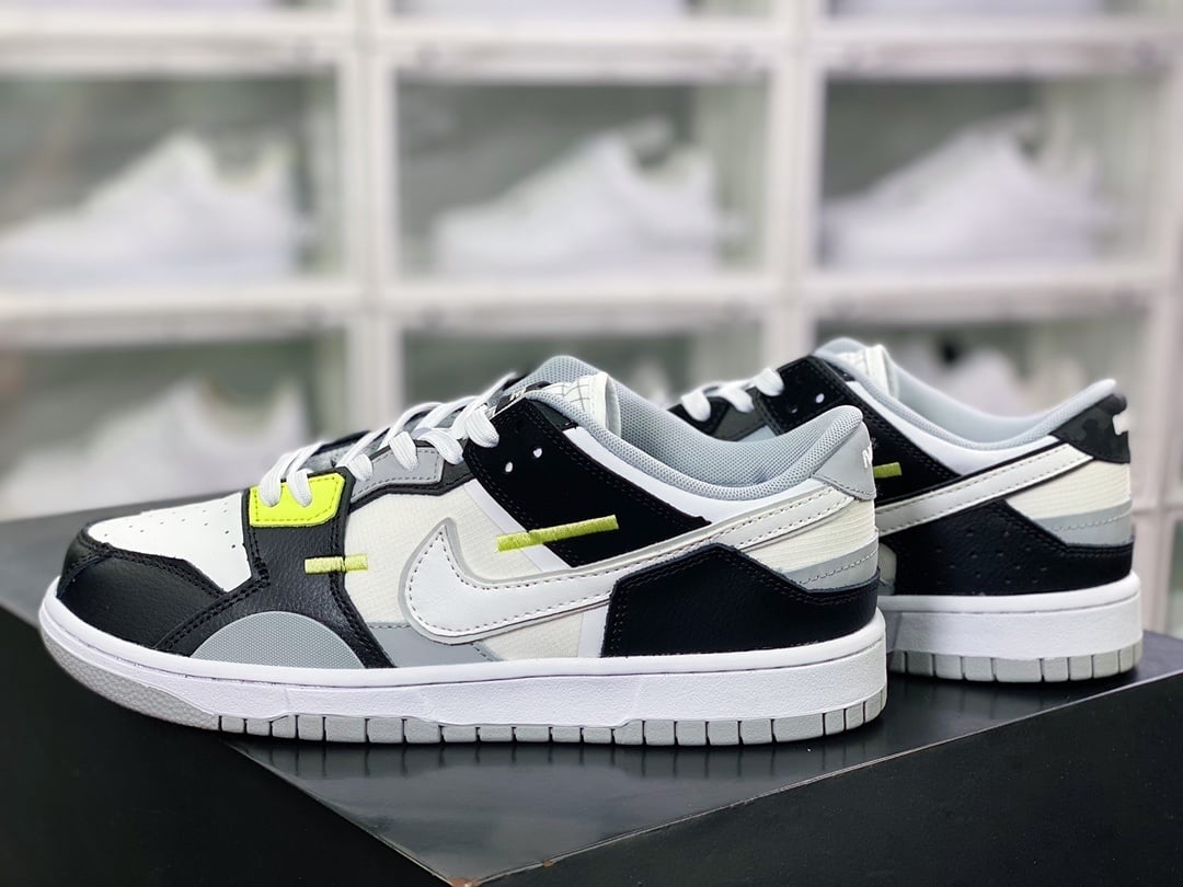 NK Dunk Low Cinzento Preto Amarelo Limão - Vista 3