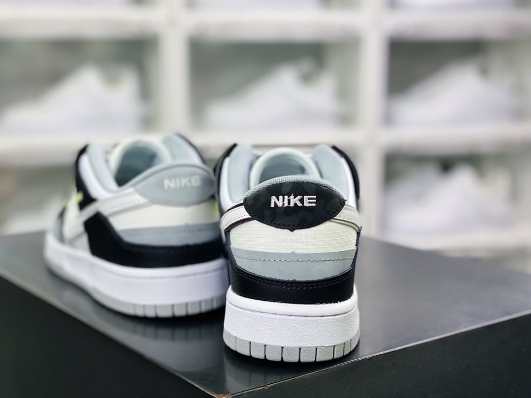 NK Dunk Low Cinzento Preto Amarelo Limão - Vista 4