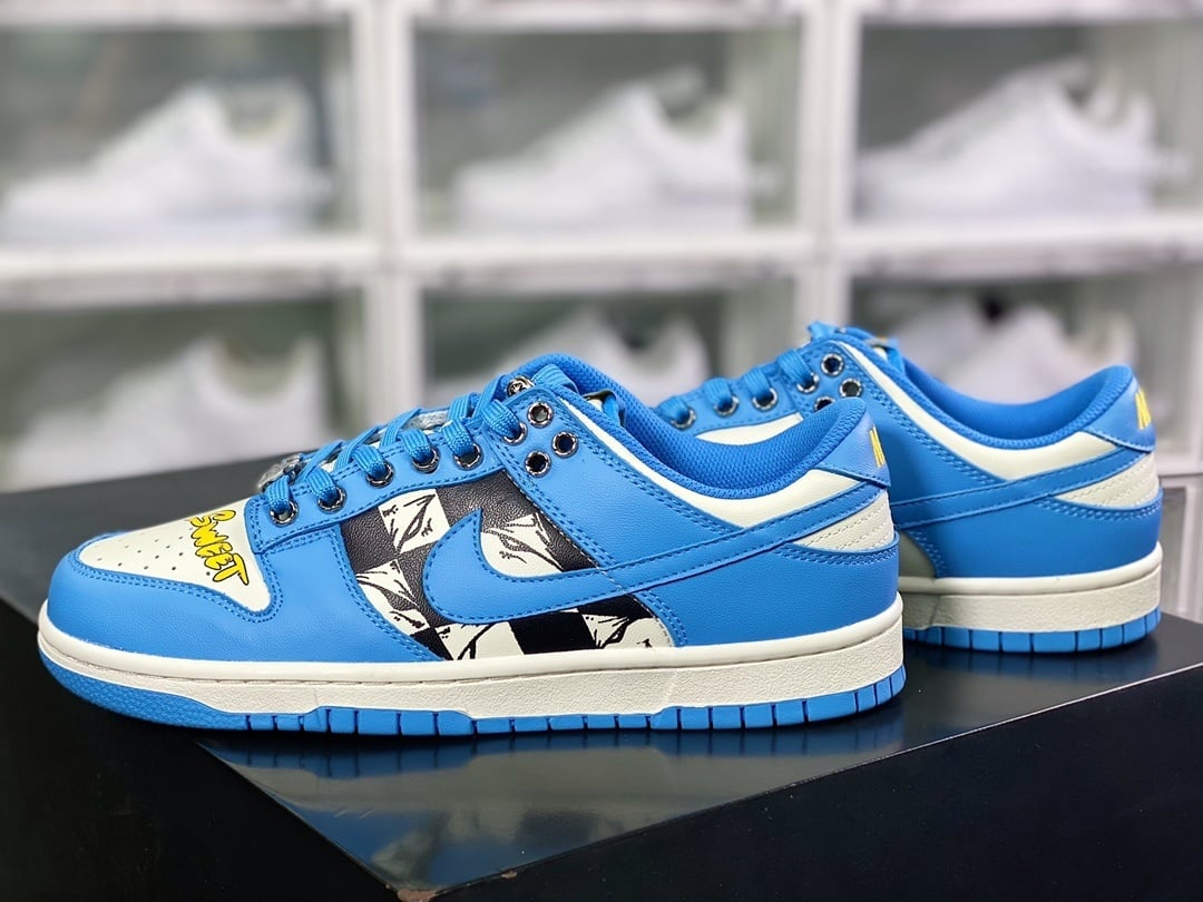 NK Dunk Low Branco Azul Krowheart - Vista 3