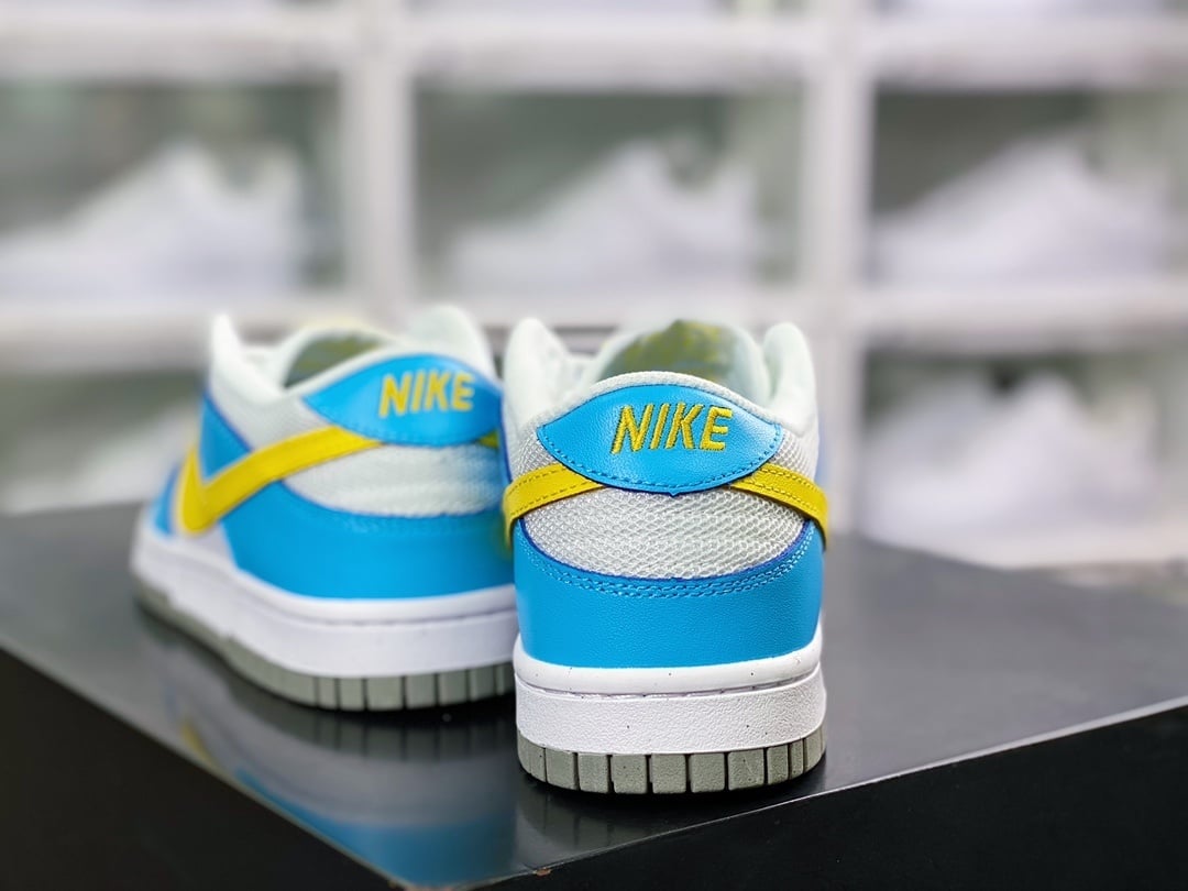 NK Dunk Low Branco Azul Materiais Recicláveis - Vista 4