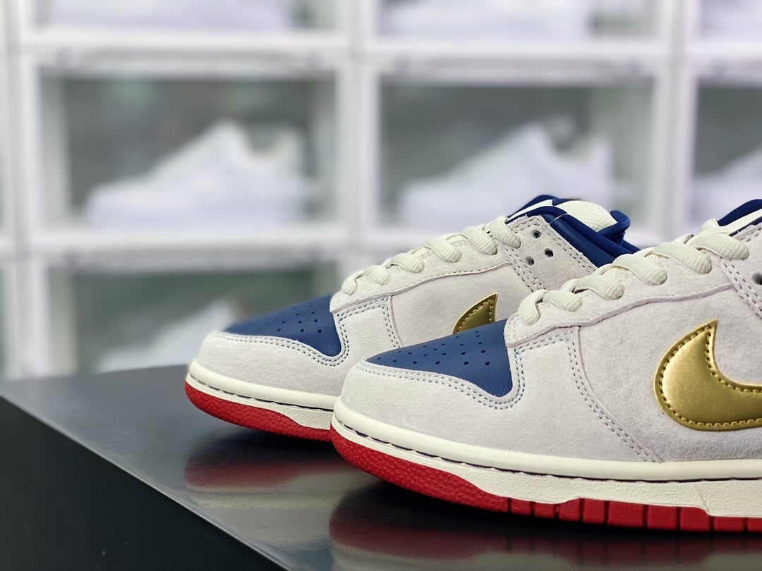 NK Dunk Low Azul Royal e Cinza em Camurça - Vista 8