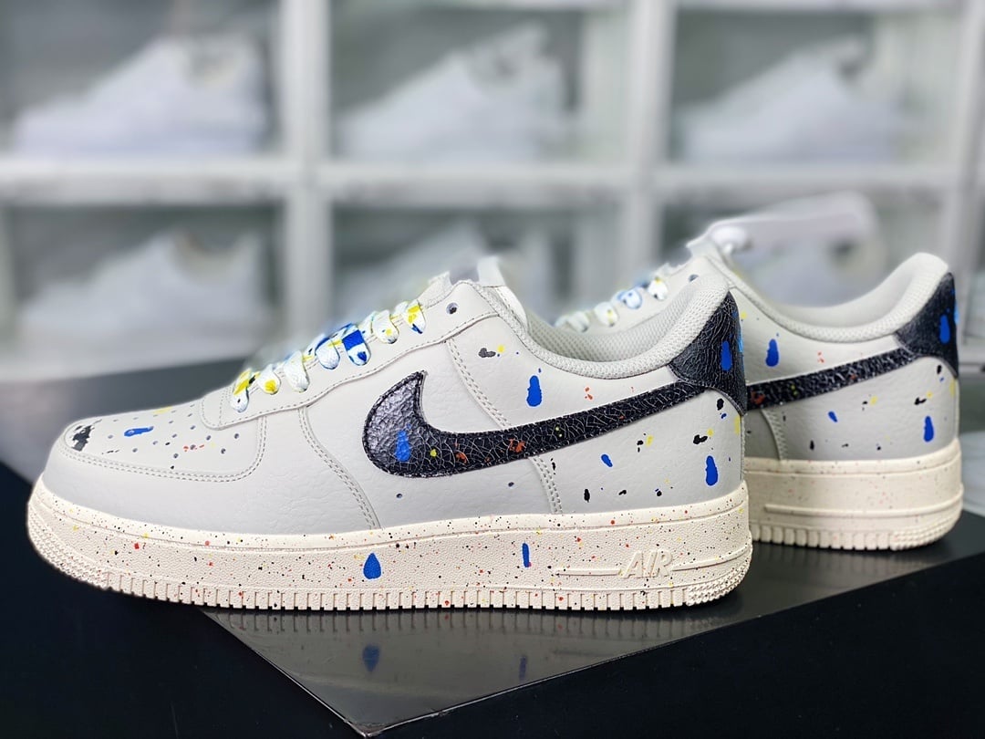 Nike Leather Cinza Lama com Splatter - Vista 3